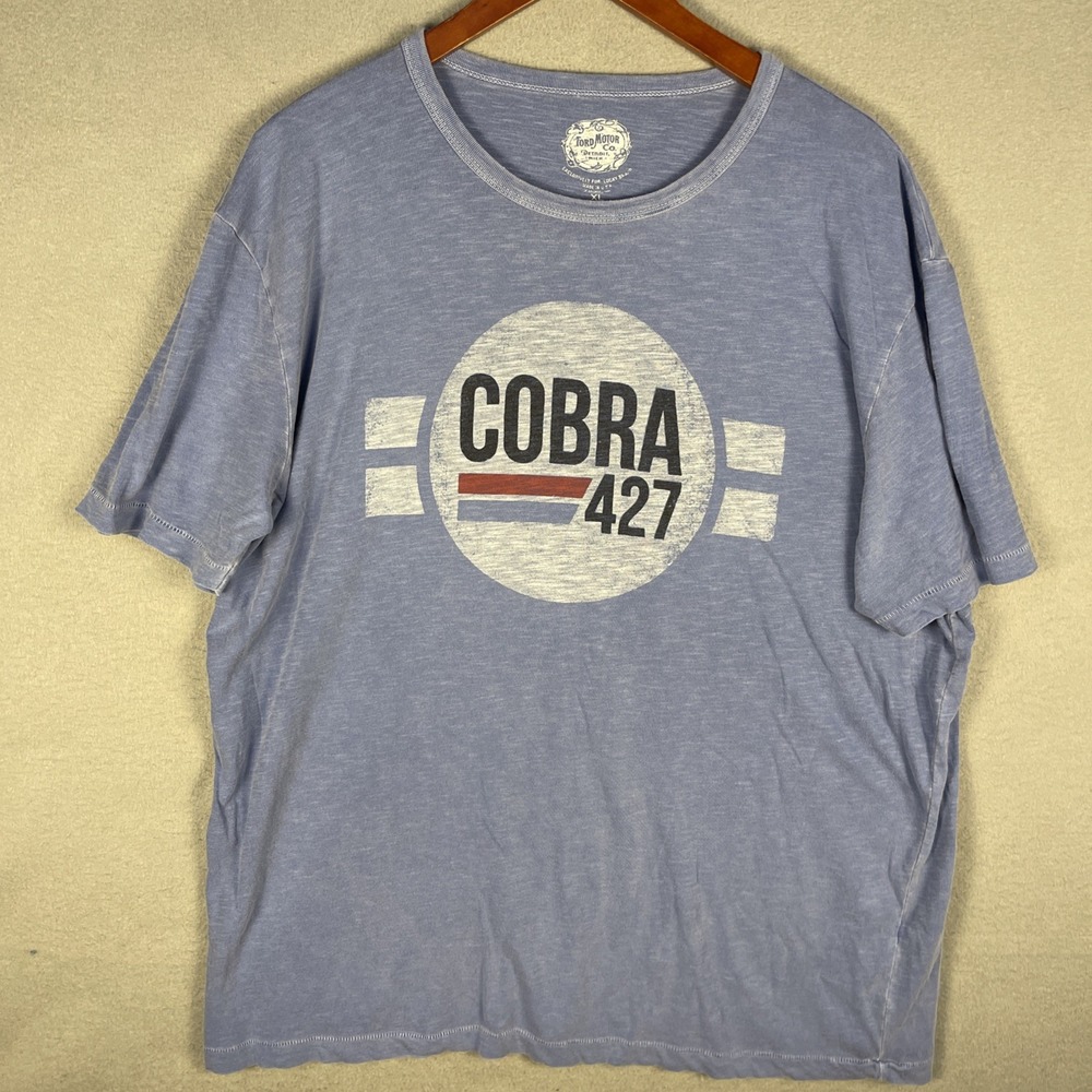 Vintage Ford Cobra Mustang T Shirt XL Blue 427 Single Stitch Made in USA